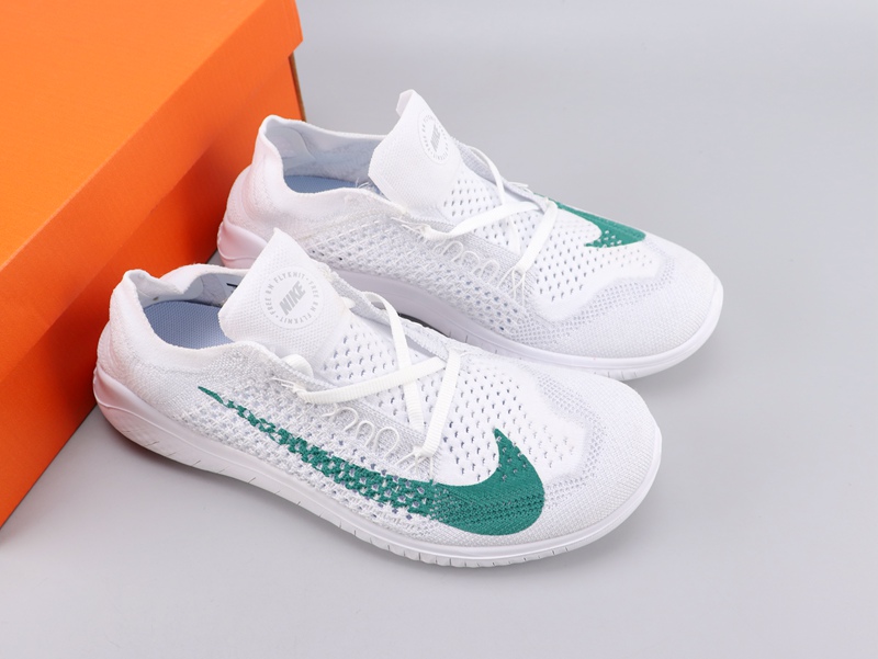 Nike Free Rn Flyknit 2018 White Green Shoes - Click Image to Close